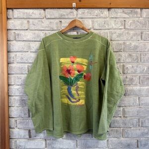 Vintage Ash Light Green Crewneck Sweatshirt with Colorful Flash Label